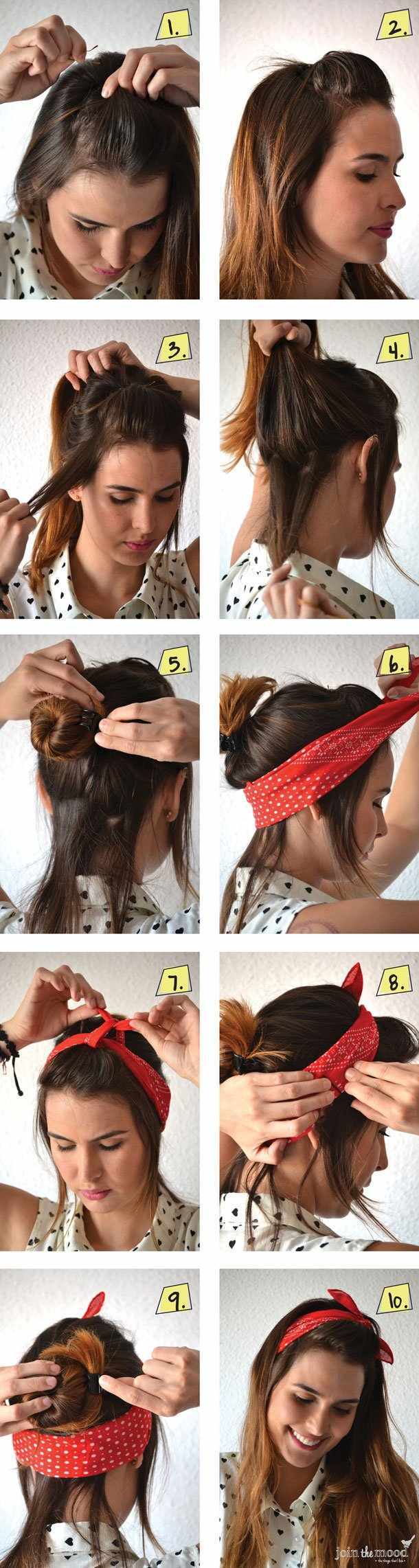 half up hairstyle with bandana