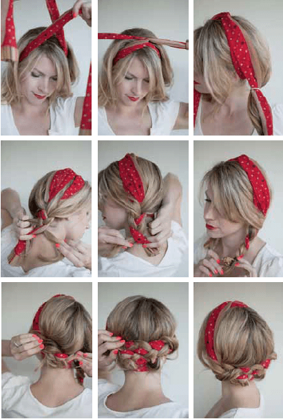 pigtail braid with polka dot scarlf