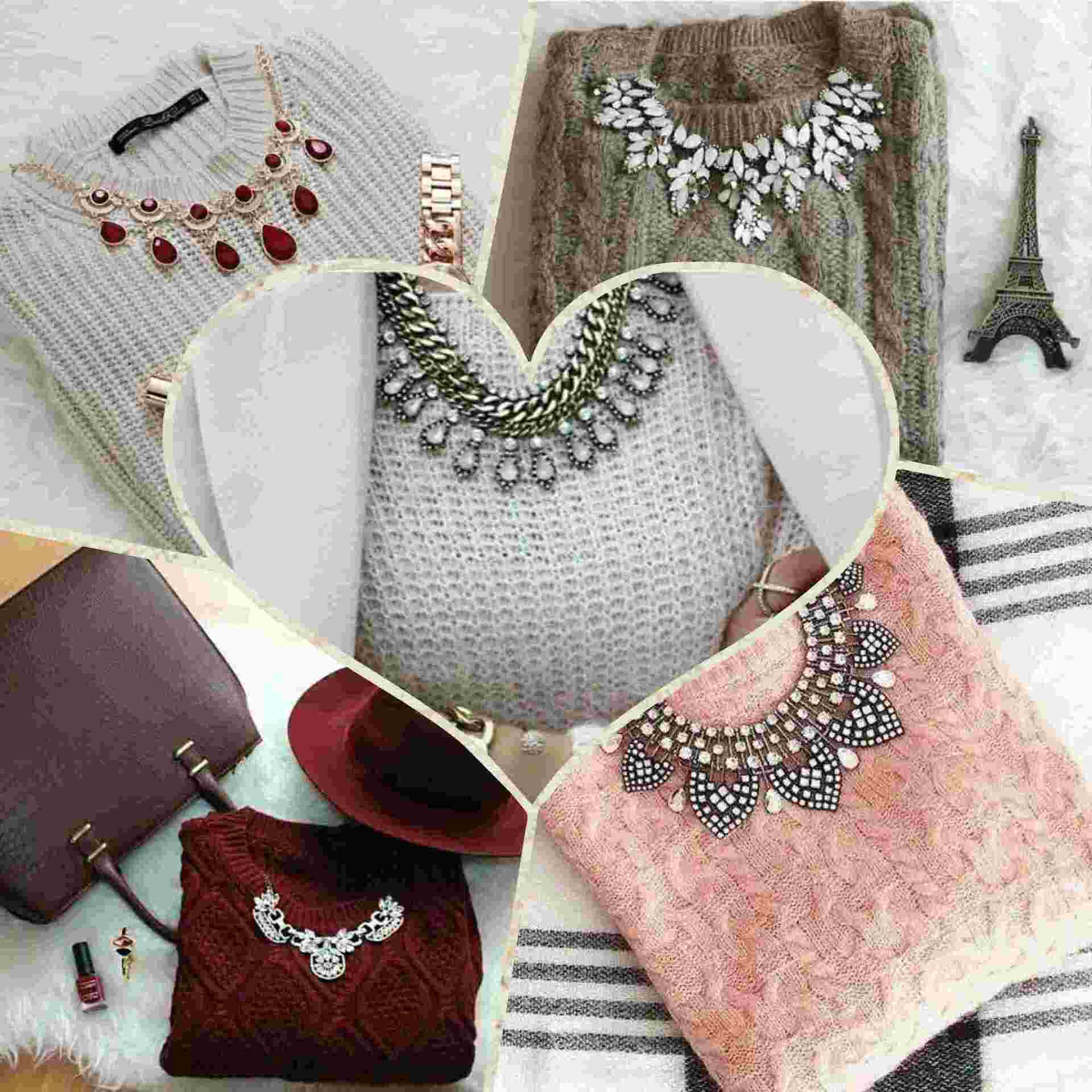 افكار ازاى تلبسي ال necklace او العقد مع البلوفر