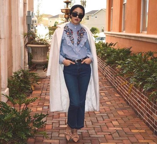 striped floral blouse hijab