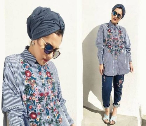 striped floral blouse