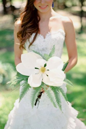 single bloom wedding bouquets with magnolia flower ashley kelemen photography 6