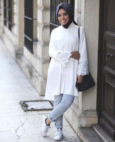 ازاي تلبسي ال shirt dress مع الحجاب 6