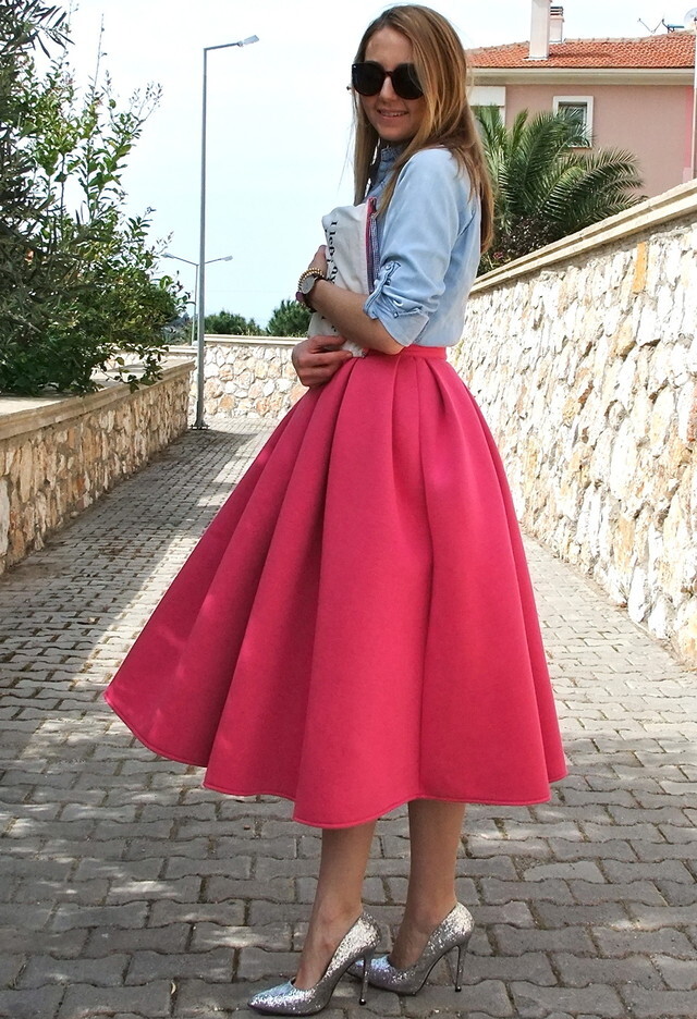 افكار للبس ال midi skirt 22