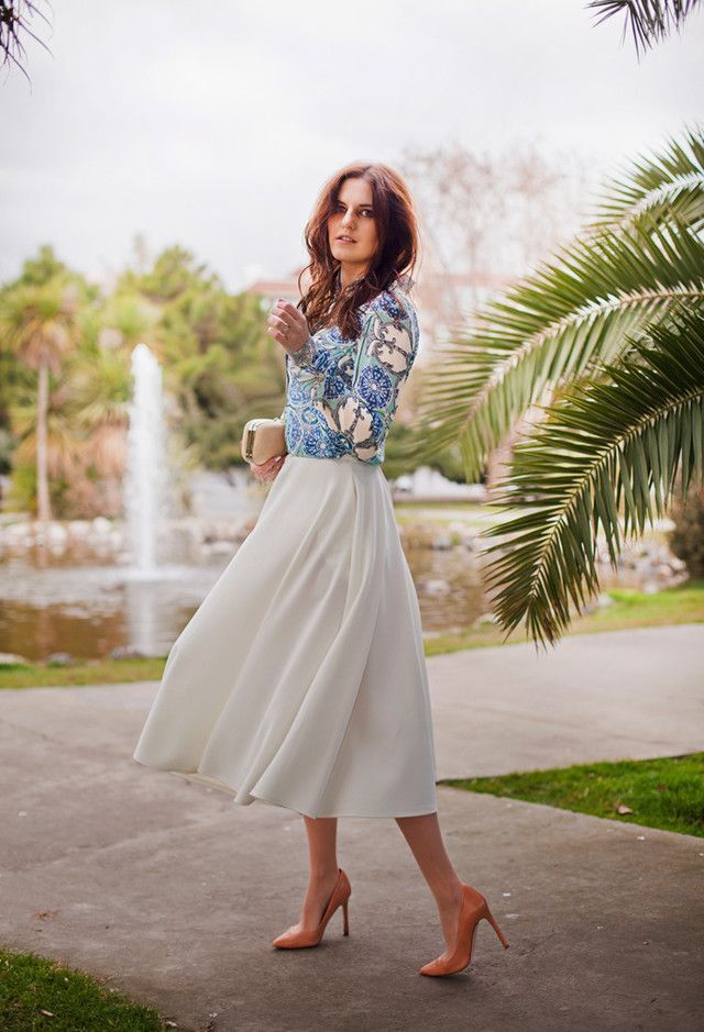افكار للبس ال midi skirt 34