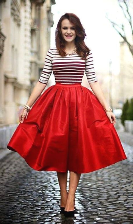افكار للبس ال midi skirt 39