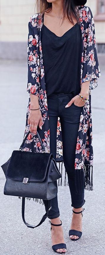 long floral cardigan