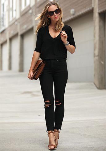 distressed ankle length jeans