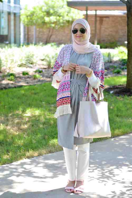 kimono with tunic beach hijab style 1