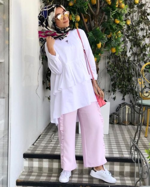 pink palazzo pants hijab