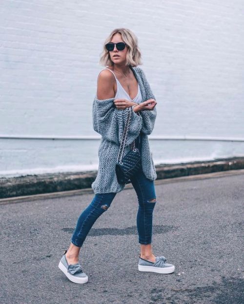 knitteed grey cardigan