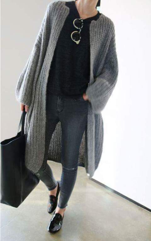 oversized grey cardigan