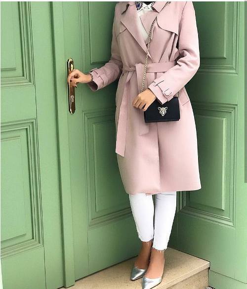 pink trench coat