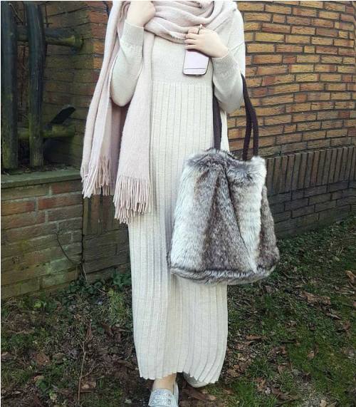 neutral dress hijab style