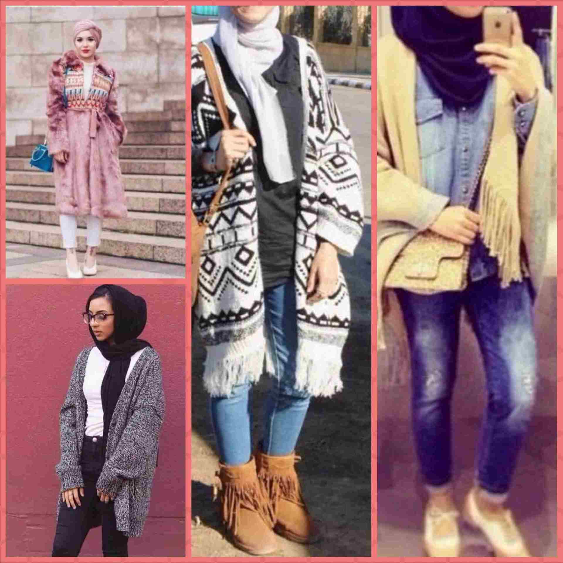 كوليكشن ملابس شتوية للمحجبات فى شتاء 2018 winter kintted hijab outfits