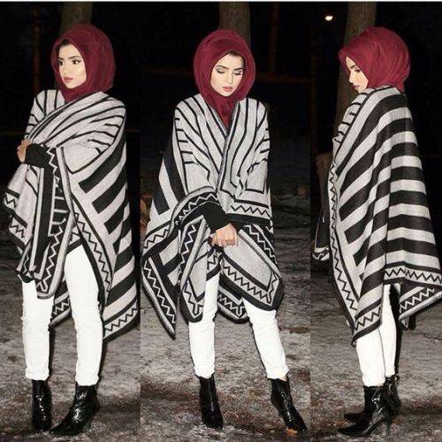 ازاي تلبسي البونشو مع الحجاب 14