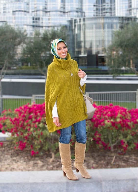 ازاي تلبسي البونشو مع الحجاب 38