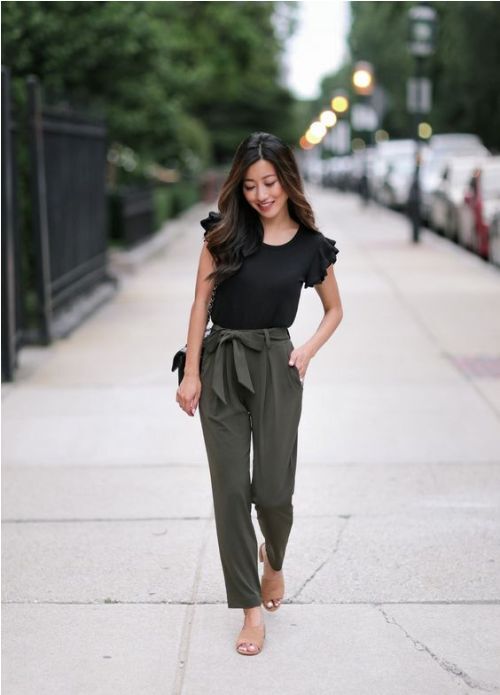 olive bow pants