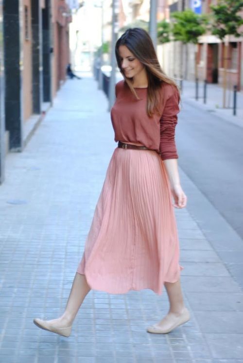 peach midi chiffon skirt