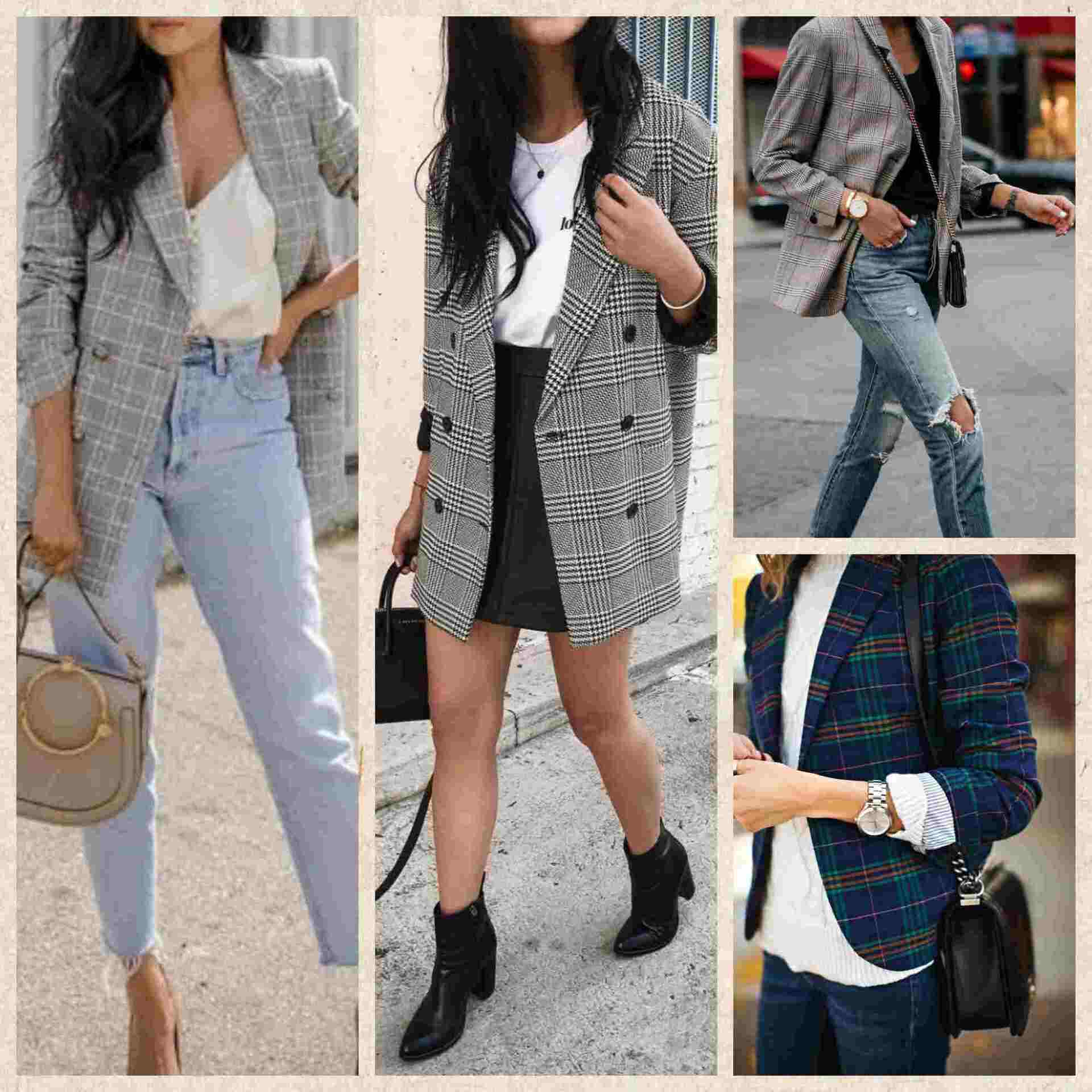 موضة البلايز الكاروهات Plaid Blazer و أفكار إزاي تلبسيه