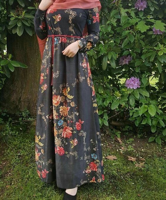 floral dresses للمحجبات 6