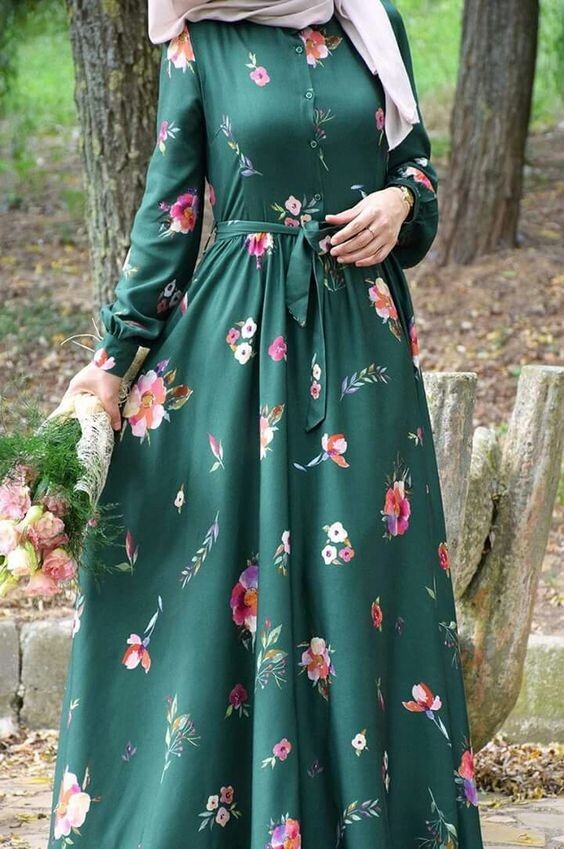 floral dresses للمحجبات 7