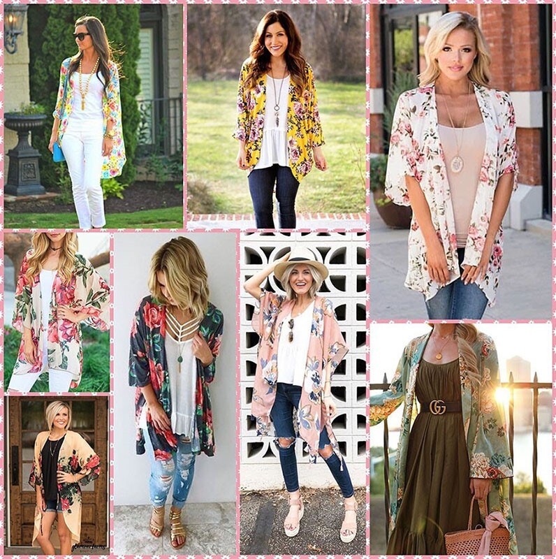 افكار للبس الفلورال كيمونو “Floral kimono” في الصيف