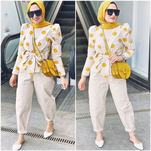 افكار لتنسيق ال slouchy pants مع الحجاب 10