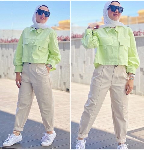 افكار لتنسيق ال slouchy pants مع الحجاب 12