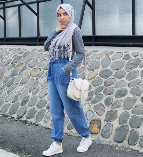 افكار لتنسيق ال slouchy pants مع الحجاب 18