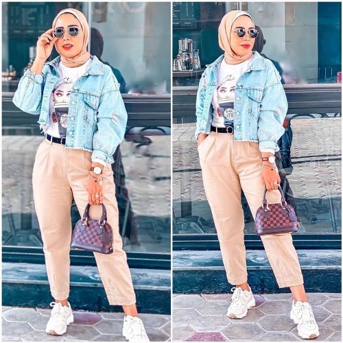 افكار لتنسيق ال slouchy pants مع الحجاب 5
