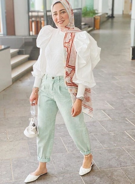 افكار لتنسيق ال slouchy pants مع الحجاب 6