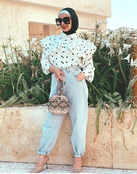 افكار لتنسيق ال slouchy pants مع الحجاب 7