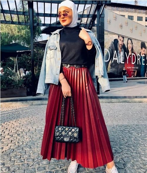 ستايلات بالجيبة مع الحجاب 46