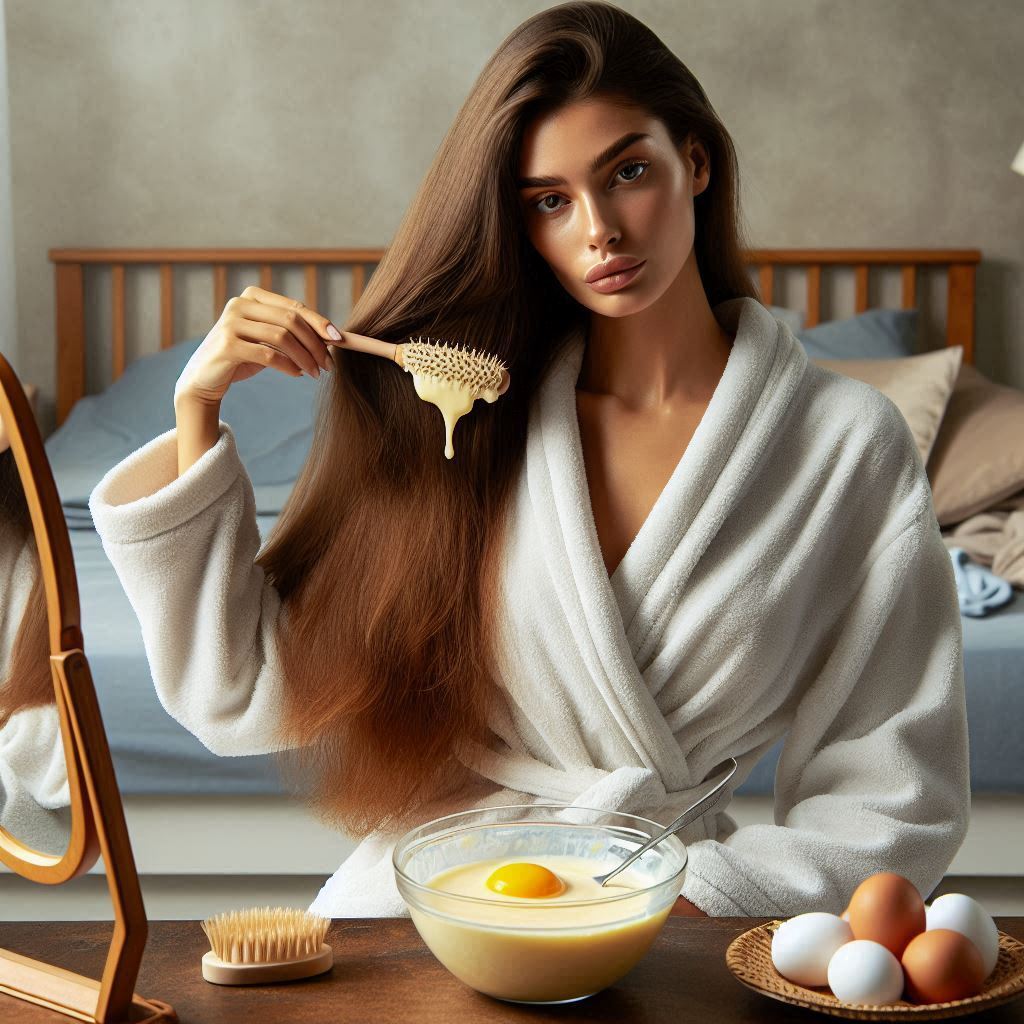 ماسكات بالبيض لتكثيف وتطويل الشعر.1