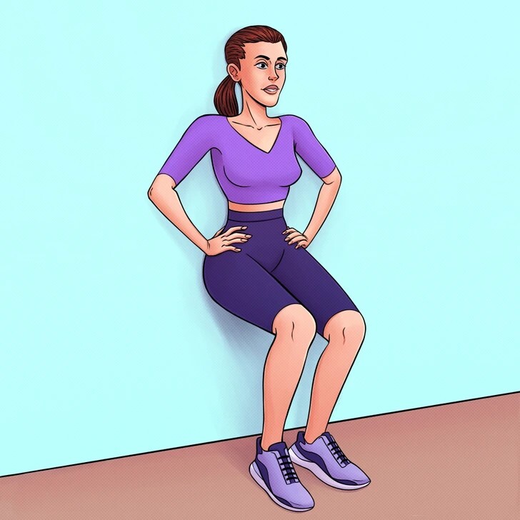 Wall sit squat exercise Wall sit squat exercise