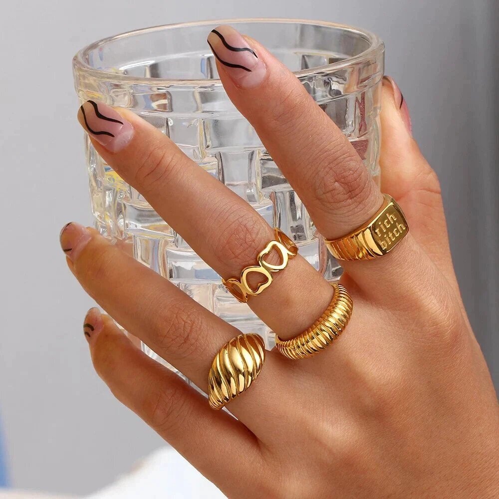 textured chunky gold ring