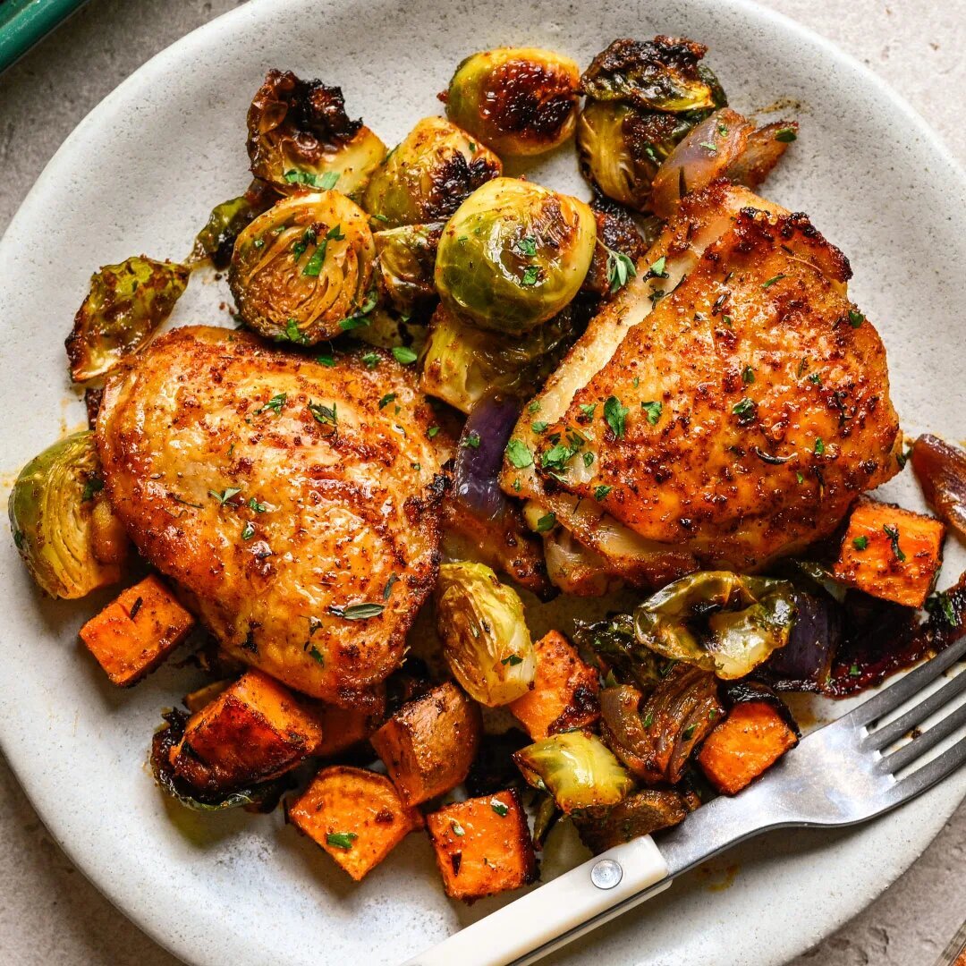 sheet pan rotisserie chicken and veggies