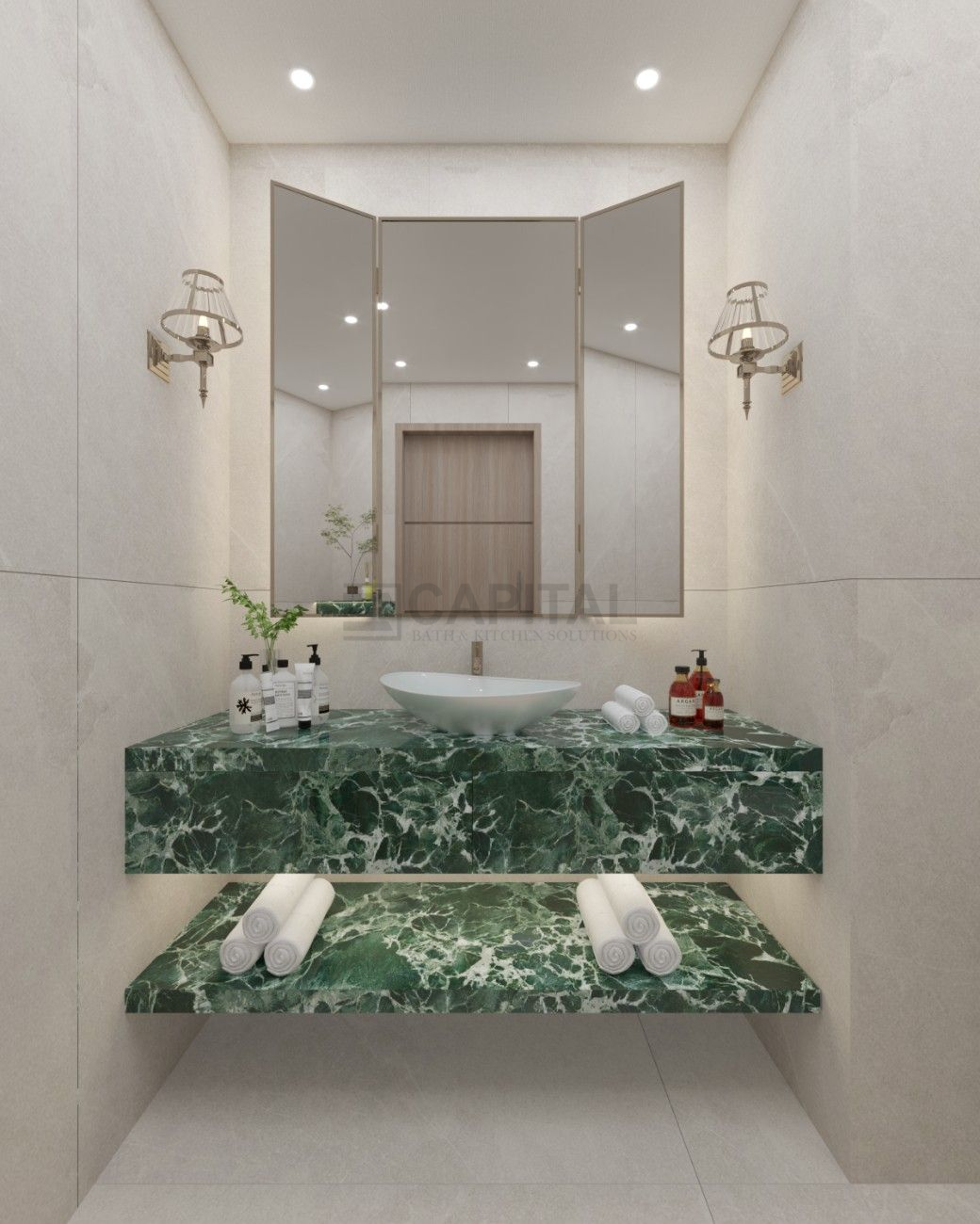 green and beige bathroom 12