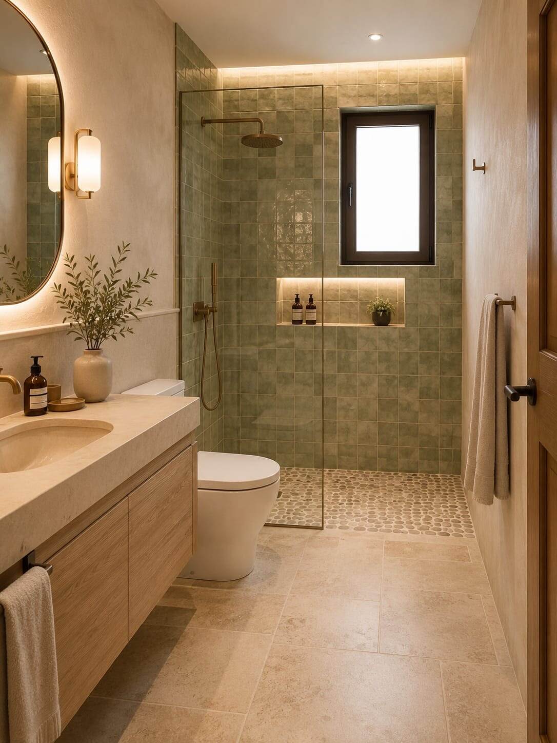 green and beige bathroom 13
