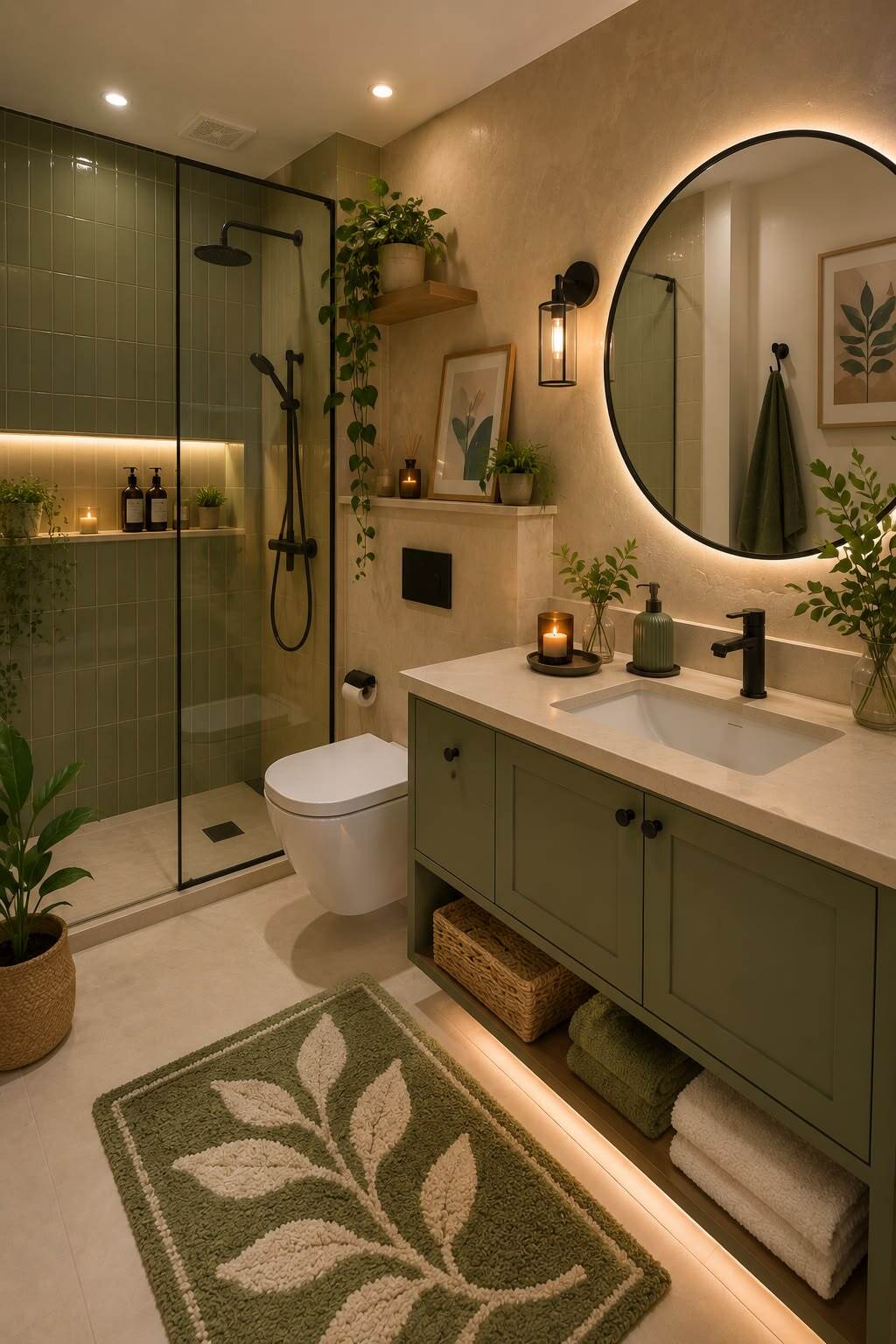green and beige bathroom 16