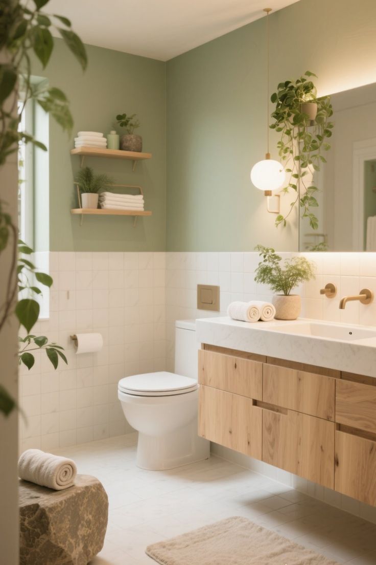 green and beige bathroom 17