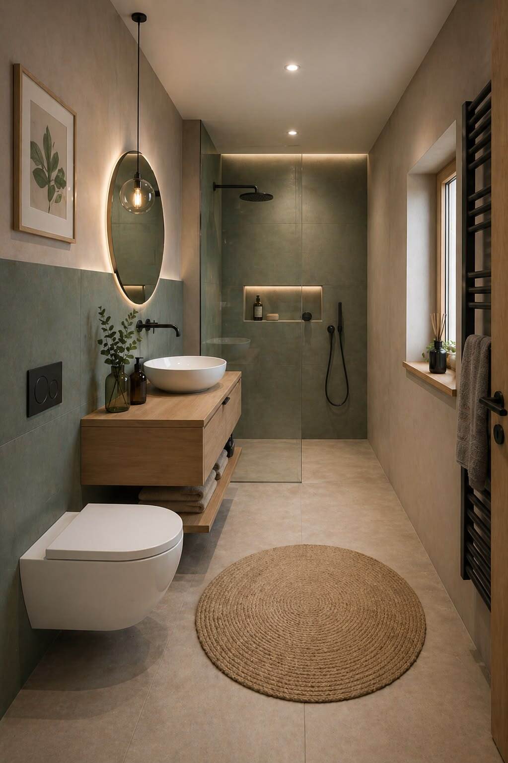 green and beige bathroom 18