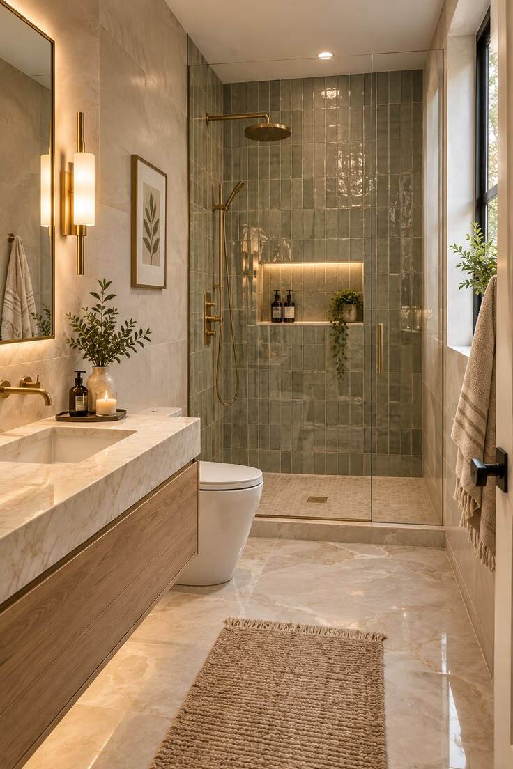 green and beige bathroom 19