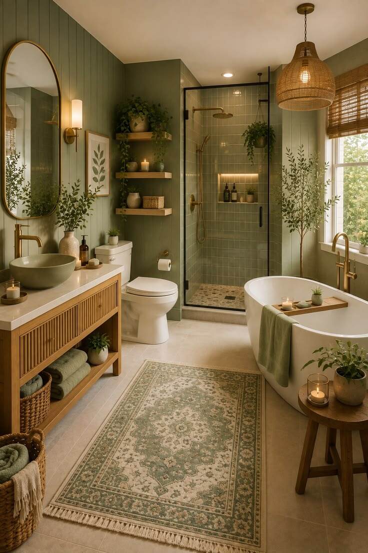 green and beige bathroom 21