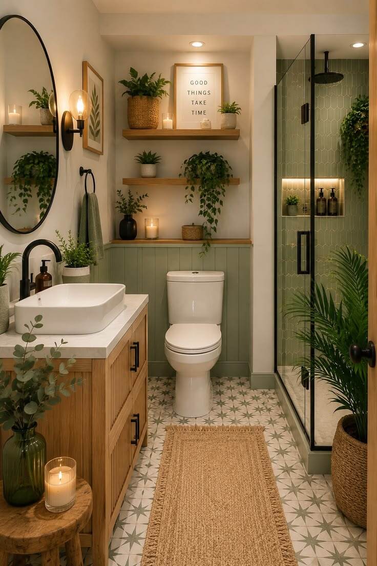 green and beige bathroom 24