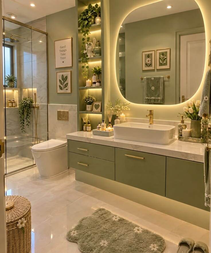 green and beige bathroom 26