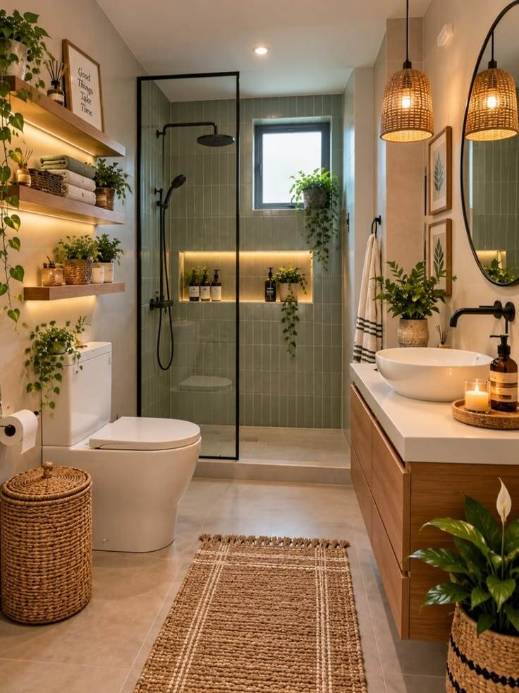 green and beige bathroom 28