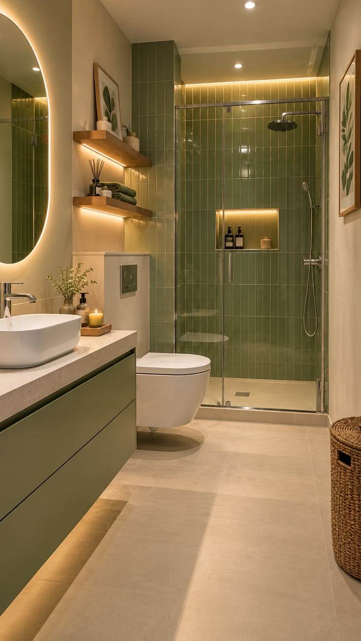 green and beige bathroom 29