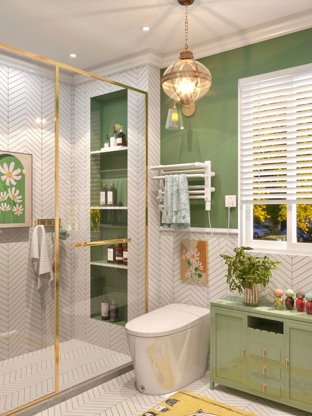 green and beige bathroom 3